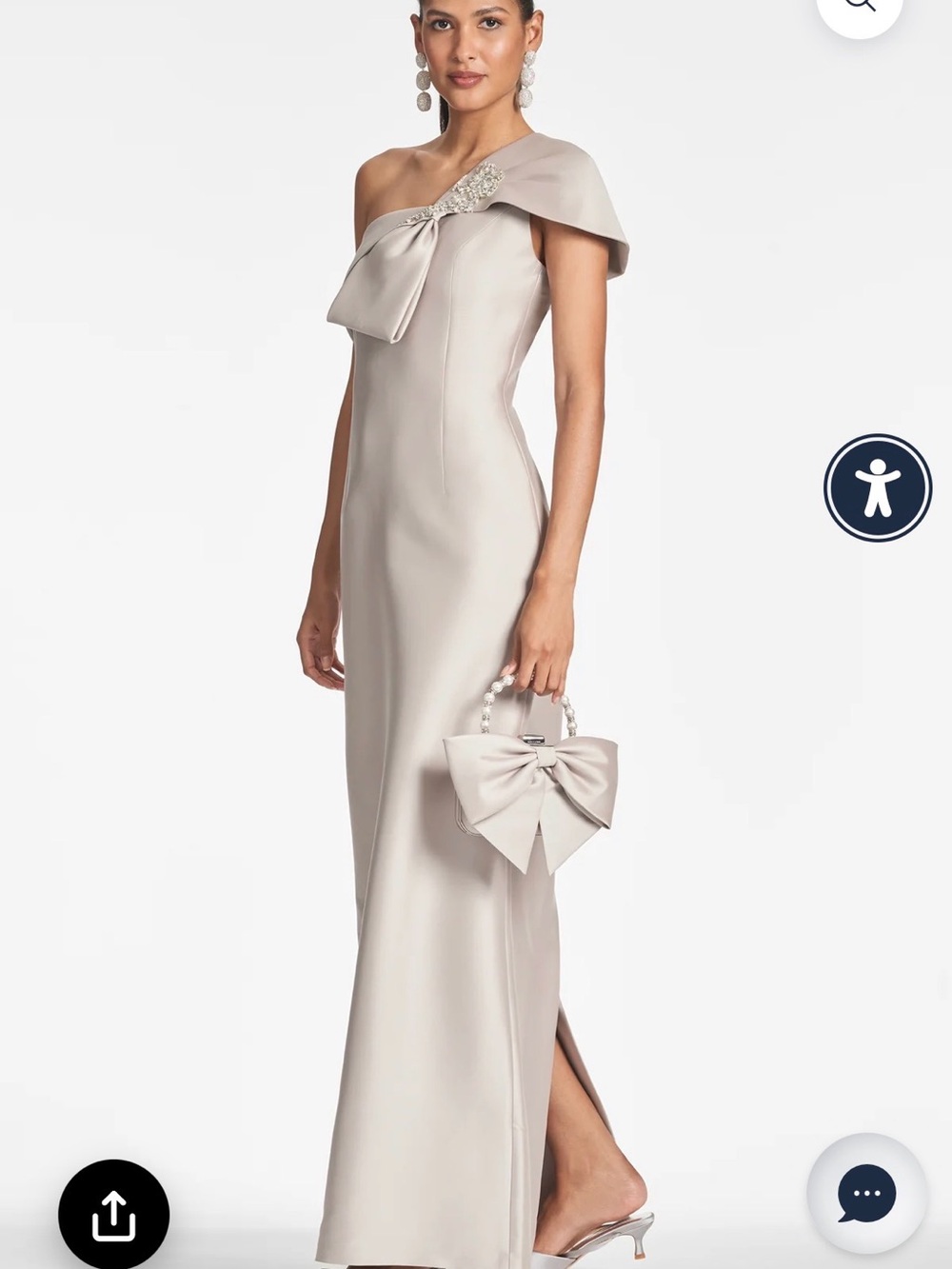 Sachin + Babi One-Shoulder Satin Maxi Gown in Soft Champagne
